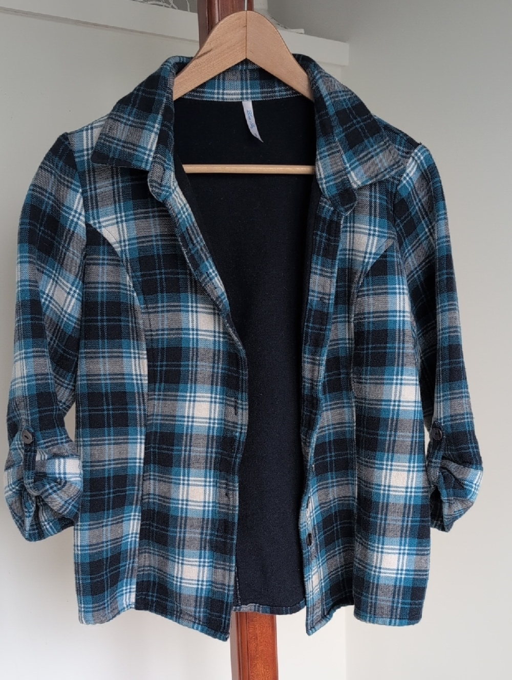 Blue Sky Navy and Turquoise Plaid Top